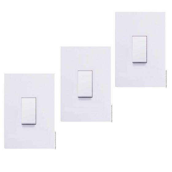 Imagem de 03 Conjuntos de Interruptor Simples 4x2 - Recta Branco Gloss