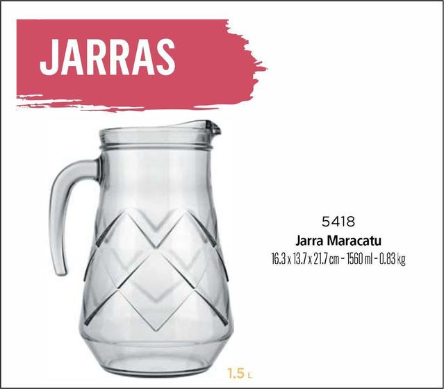 Imagem de 03 Jarras De Vidro Suco Maracatu 1,5 Litros