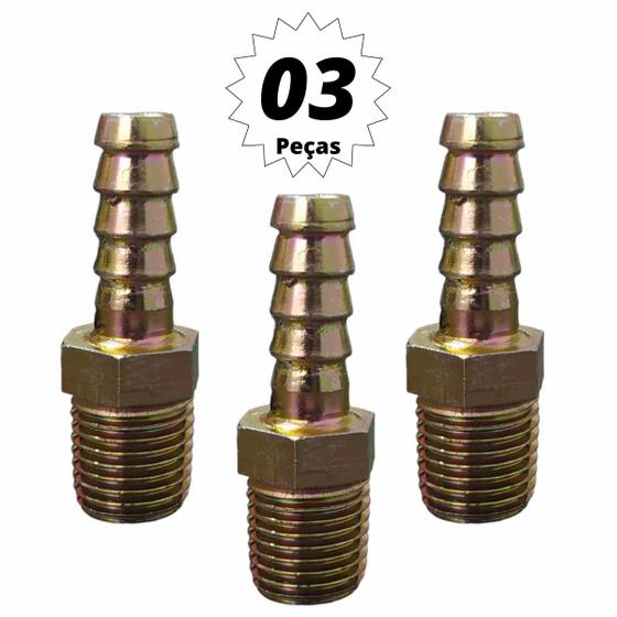 Imagem de 03 Unidades Espigão Adaptador Macho com Rosca 1/4" X 1/2"