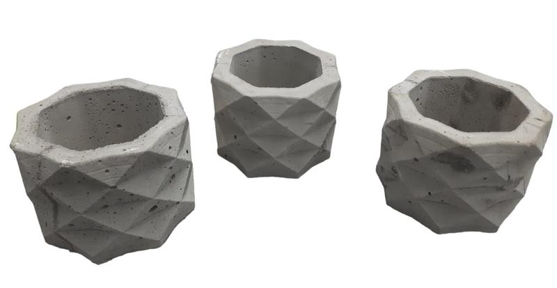 Imagem de 03 Vasos Cimento Concreto Rústico Para Suculentas