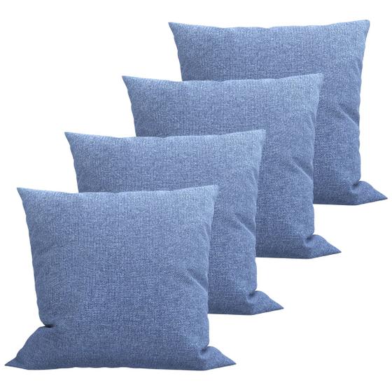 Imagem de 04 Capas Para Almofada Jacquard Linho Azul Rústico