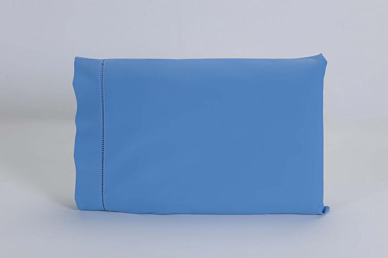 Imagem de 04 Fronhas Avulsas 80x60cm Percal 100% Algodão 180 Fios Ponto Palito Azul