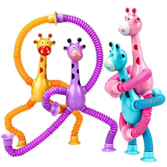 Imagem de 04 Girafas Estica Tubo Led Gruda Montessori Telescópio - Bee Toys