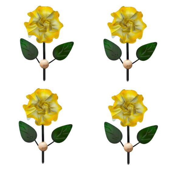 Imagem de 04 un. Suporte Cabideiro Rústico de Parede em Ferro com Flor (TN2299CF1.6) com 1 ou 2 Ganchos