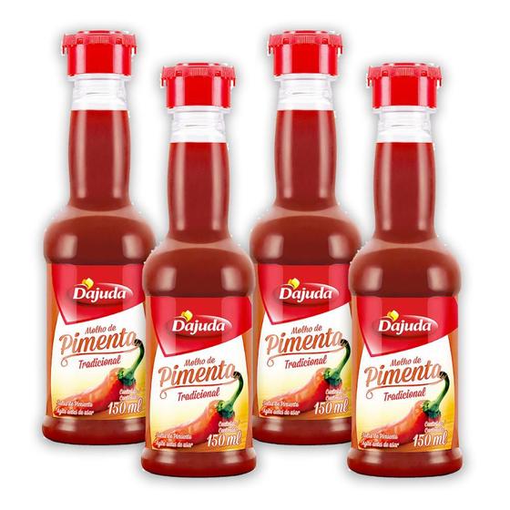 Imagem de 04Un Molho De Pimenta Tradicional DAjuda Ardido 150 Ml Para Lanches Salada Grelhados Temperos