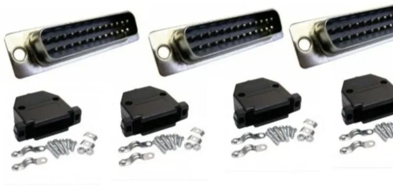 Imagem de 05 Peças - Conector Db25 Macho + Capa Kit Curto Pt 