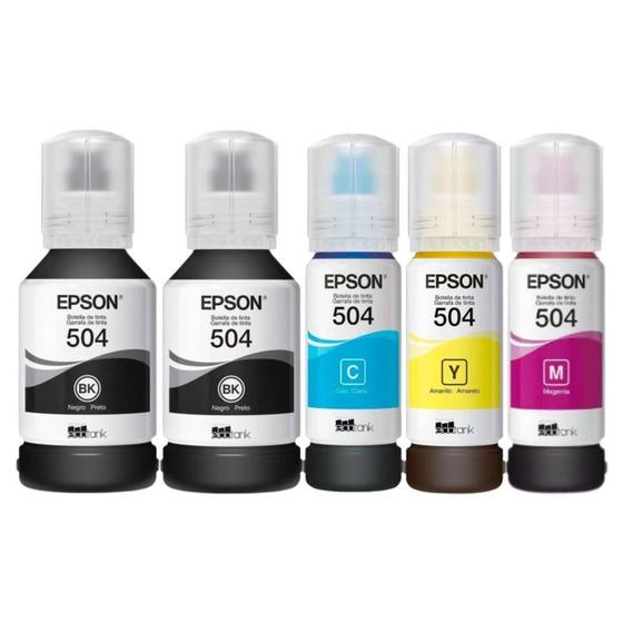 Imagem de 05 Refil Tinta T504 L4150 L4160 L6161 L6191 L6171 Kit Original