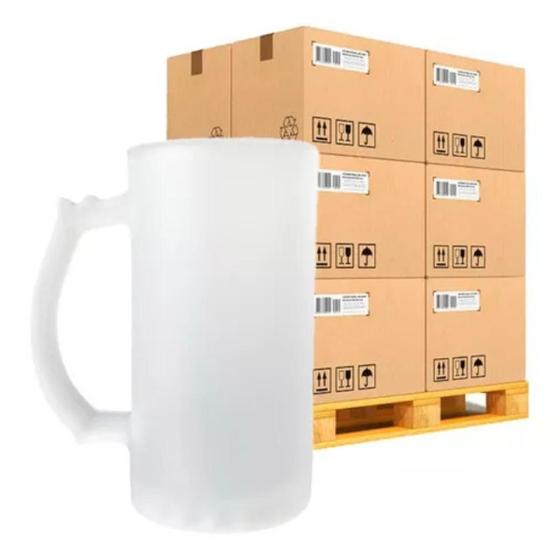 Imagem de 06 Canecas Vidro Jateada 475ml Chopp Pronta Para Sublimação