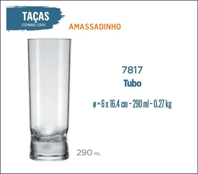 Imagem de 06 Copos Amassadinho 290ml - Copo De Long Drink Tubo