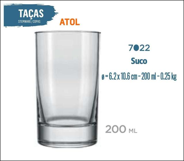 Imagem de 06 Copos Atol 200Ml - Multiuso