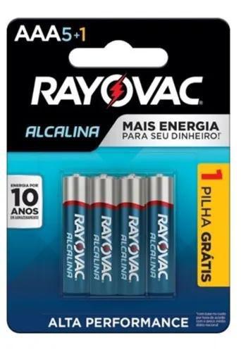 Imagem de 06 Pilha Aaa Alcalina Rayovac 1 Cart C/ 6 Unid