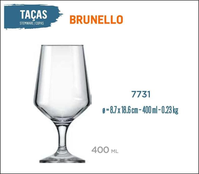 Imagem de 06 Taças Brunello 400Ml - Vinho Tinto Rosé Branco Cerveja