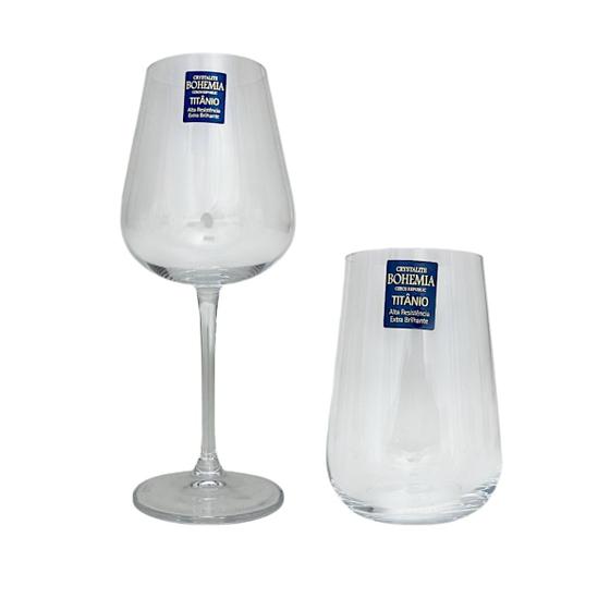 Imagem de 06 Taças Vinho Ardea 450ml e 06 Copos Água Whisky Cristal 