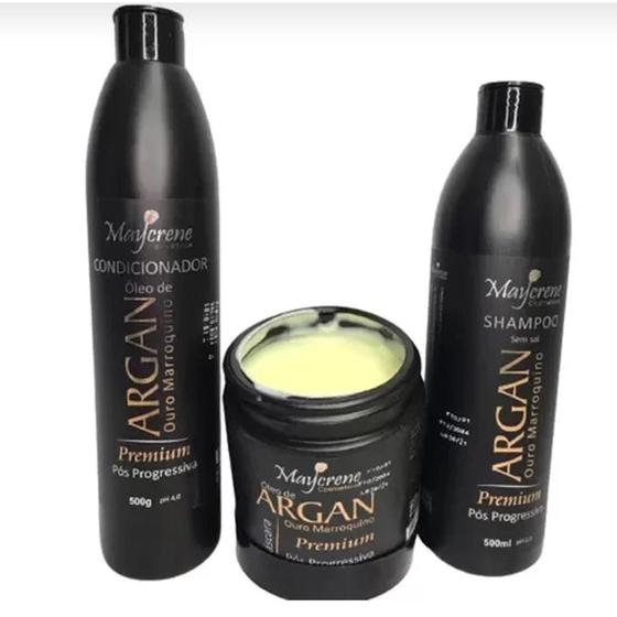 Imagem de 0Kit de Tratamento Capilar Pós Progressiva Óleo de Argan Shampoo + Cond + Másc Maycrene