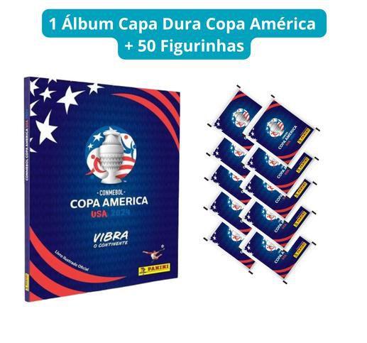 Imagem de 1 Álbum Capa Dura Copa América + 50 Figurinhas