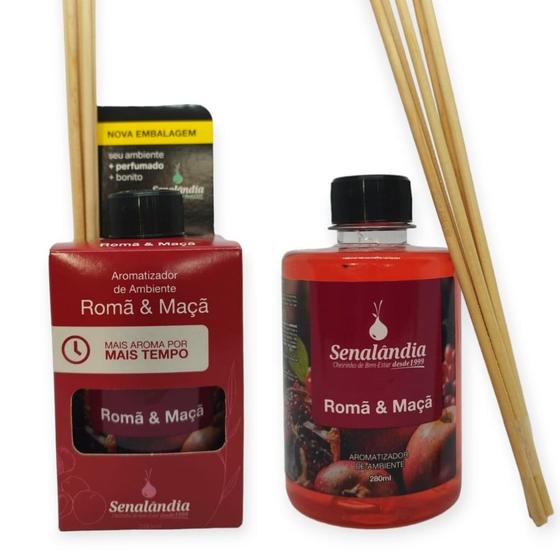 Imagem de 1 Aromatizador Ambiente de Romã e Maçã 280ml Difusor Vareta Senalândia - Envio Já