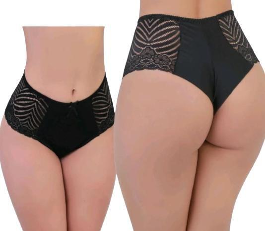 Imagem de 1 Calcinha feminina Plus size Luciana, fio duplo,microfibra e renda