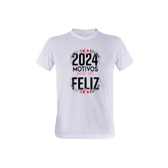 Imagem de 1 Camiseta Ano Novo Motivos para Ser Feliz Personalizada
