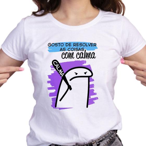 Imagem de 1 Camiseta Bonequinho Flork Meme Gosto de Resolver as Coisas com Calma Camisa Divertida