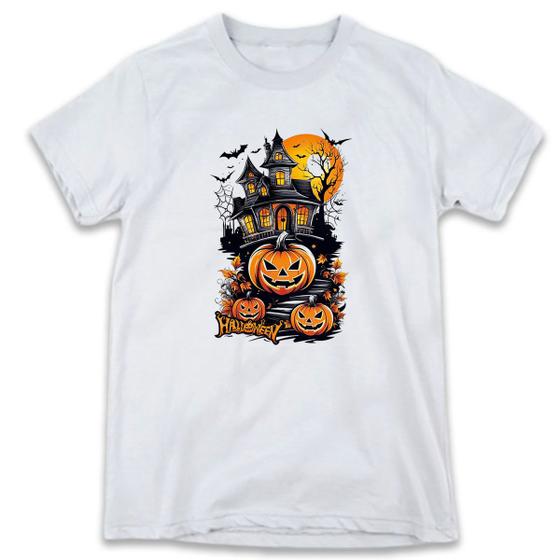 Imagem de 1 Camiseta Festa Halloween Dia das Bruxas Castelo Terror Abóbora