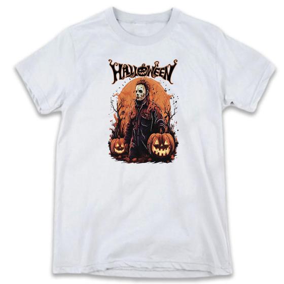 Imagem de 1 Camiseta Festa Halloween Dia das Bruxas Filme Terror Abóbora