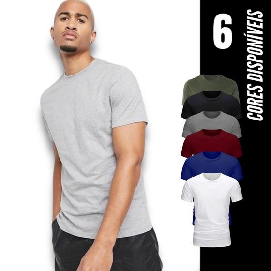 Imagem de 1 Camiseta Masculina ALGODÃO Slim Fit Básica Camisa Academia Corrida Casual 68