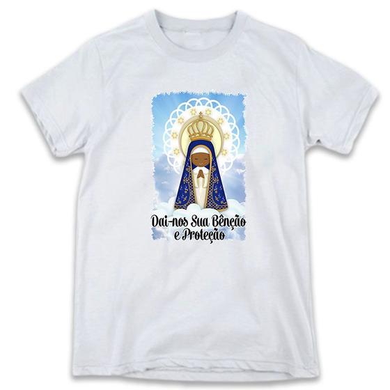 Imagem de 1 camiseta ou baby look Nossa Senhora Aparecida Masculina e Feminina e infantil 3 modelos de estampa