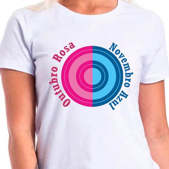 Imagem de 1 Camiseta Outubro Rosa Novembro Azul campanha contra o câncer