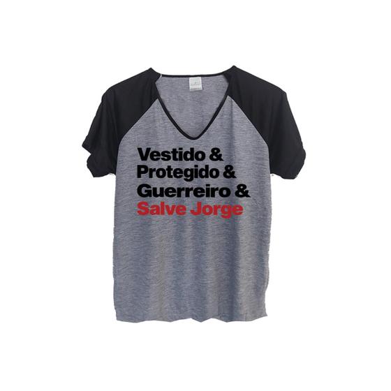 Imagem de 1 Camiseta São Jorge  Babylook Raglan Santo Guerreiro Frases Personalizada