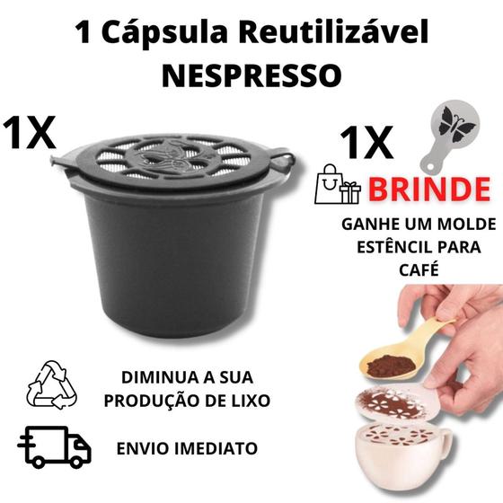 1 Capsula Reutilizavel Nespresso Café + Molde Barista Para Decorar Café