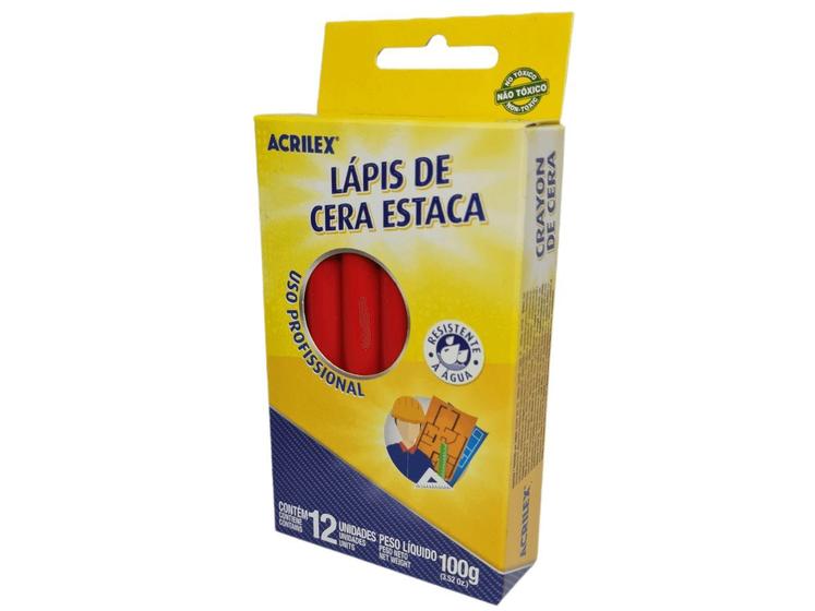 Imagem de 1 Cx Lápis De Cera Estaca Vermelho - Acrilex