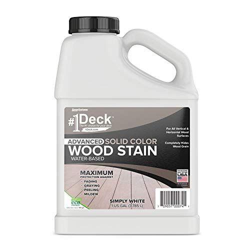 Imagem de 1 Deck Wood Deck Paint and Sealer - Advanced Solid Color Deck Stain for Decks, Fences, Siding - 1 Gallon (Simply White)