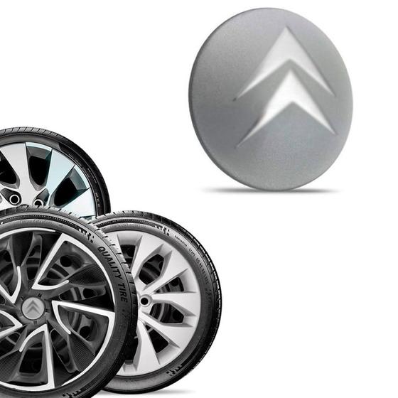 Imagem de 1 Emblema Citroen Prata 48 mm para Calota Aro 13 14 15