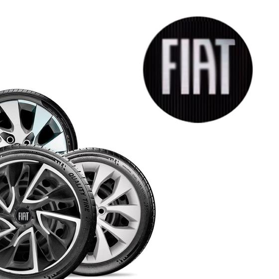 Imagem de 1 Emblema Fiat Preto 48 mm para Calota Aro 13 14 15