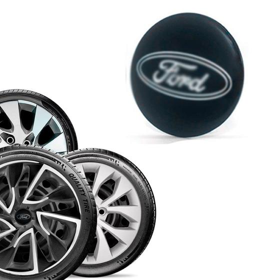 Imagem de 1 Emblema Ford Preto 48 mm para Calota Aro 13 14 15