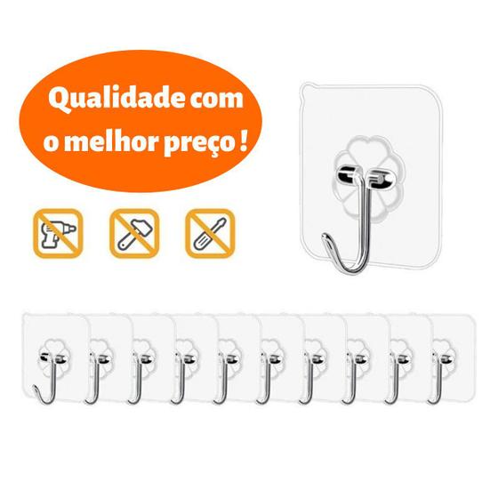 1 Gancho Adesivo Transparente Cabide Metal Parede Menor preço em 1 Gancho Adesivo Transparente Cabide Metal Parede