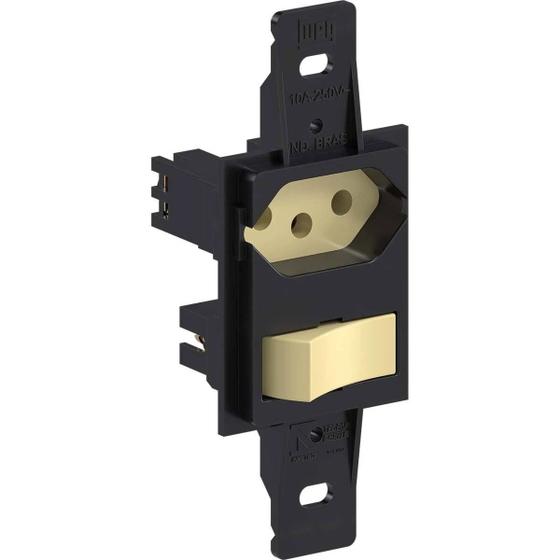 Imagem de 1 Interruptor Paralelo 10A 250Vca Com Tomada 2P + T 20A 6H Preto Weg