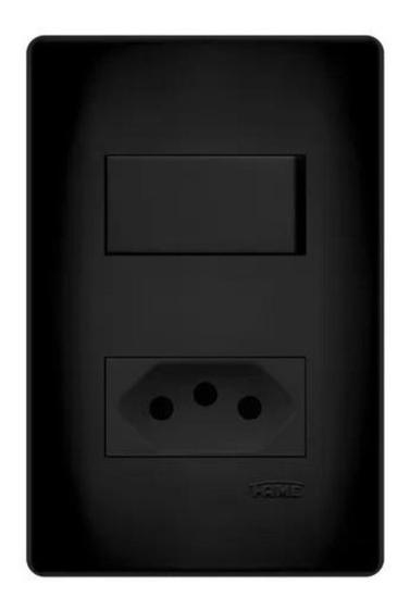 Imagem de 1 Interruptor Simples e 1 Tomada Preta 2P+T 20A/250V com placa Habitat Black - Fame