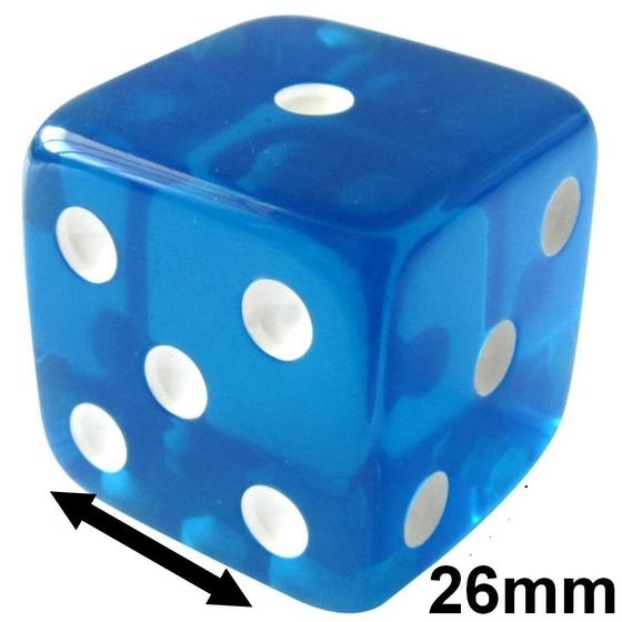 Imagem de 1 Jogo De Dado 26mm 2,6cm Azul Translúcido Euclides Jordão EJ Games