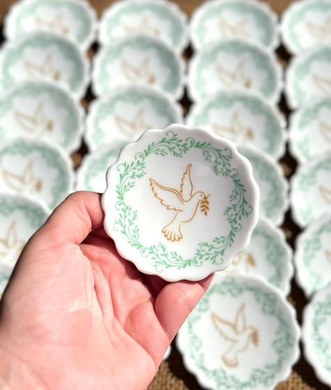 Imagem de 1 Joia do dia 8cm Porcelana Personalizada Lembrancinha de Batizado Batismo Primeira Eucarístia