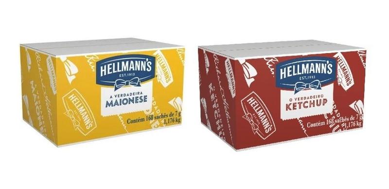 Imagem de 1 Ketchup Catchup + 1 Maionese Hellmann's Caixa Com 168 Sachês De 7g