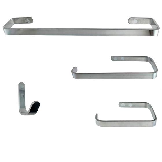 1 Kit de Acessórios Para Banheiro Quadrado de Alumínio (4 Peças) Menor preço em 1 Kit de Acessórios Para Banheiro Quadrado de Alumínio (4 Peças)