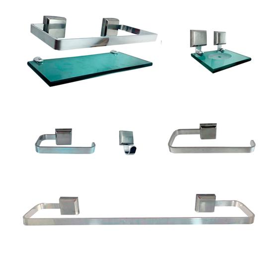1 Kit Para Banheiro Luxo de Alumínio 6 Peças Menor preço em 1 Kit Para Banheiro Luxo de Alumínio 6 Peças