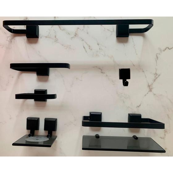 1 Kit Para Banheiro Luxo Preto 6 Peças Fumê é ruim? 1 Kit Para Banheiro Luxo Preto 6 Peças Fumê é boa?