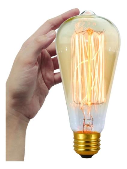 Imagem de 1 Lâmpada Filamento Carbono Bulbo St64 Vintage Retro Edison