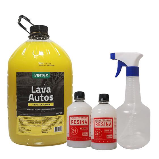 1 lava auto vintex 5l + 2 resinas + 1 borrifador Menor preço em 1 lava auto vintex 5l + 2 resinas + 1 borrifador