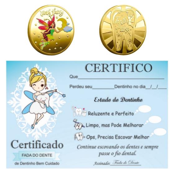 Imagem de 1 Moeda Fada Do Dente Leite Tooth Fairy + 1 Certificado Dentinho Bebe Baby Colorida mod06