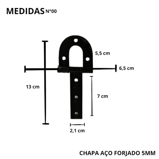 Imagem de 1 Par 2 Dobradiça Porteira 138mm N-0 Aço Carbono Resistente