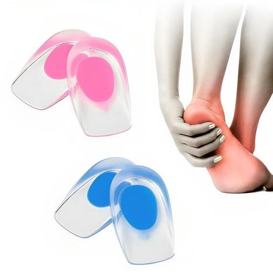 Imagem de 1 Par Palmilhas Ortopédicas Silicone Gel Hidratante Massageadoras Calcanhar Esporão