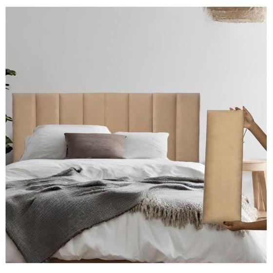 Imagem de 1 Placa P/ Cabeceira Modulada Retangular Estofada Cama Box Solteiro Casal Queen King E Canto Alemão
